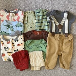 11-pc Bundle assorted baby boy clothes, ~0-3M.